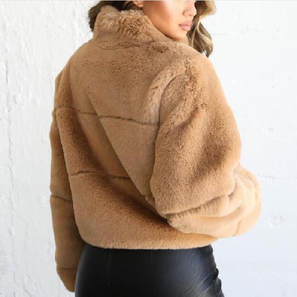 Luxe kort bontjack met kraag