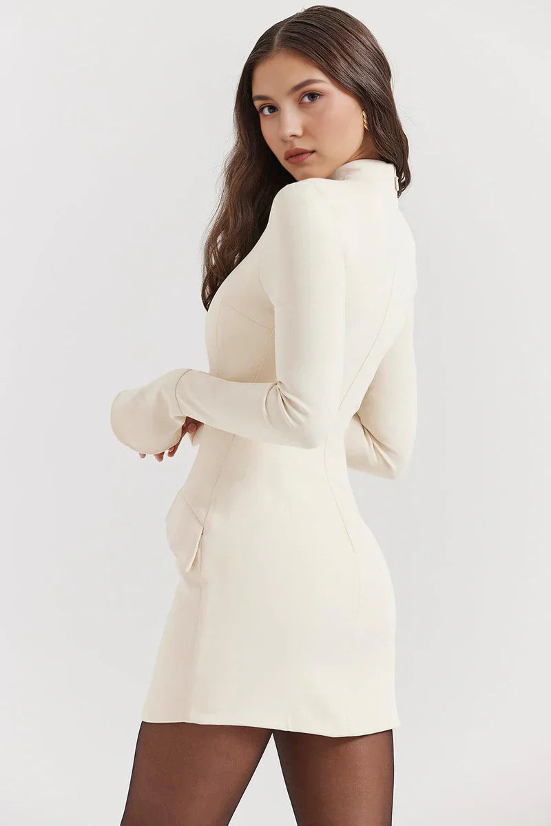 Mini Jurk met Hoge Hals en Lange Mouwen