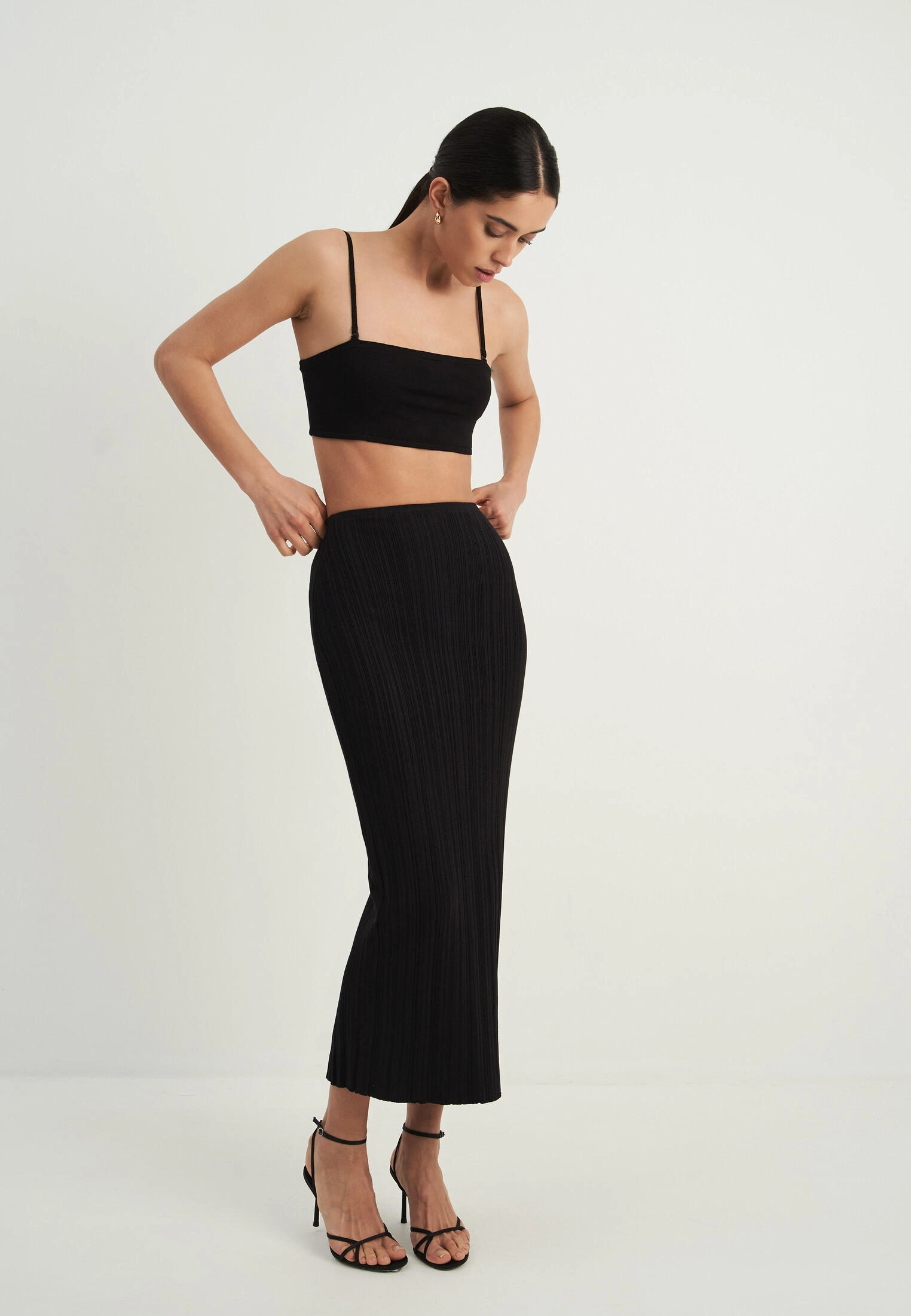 Elegante Geribde Maxi Rok