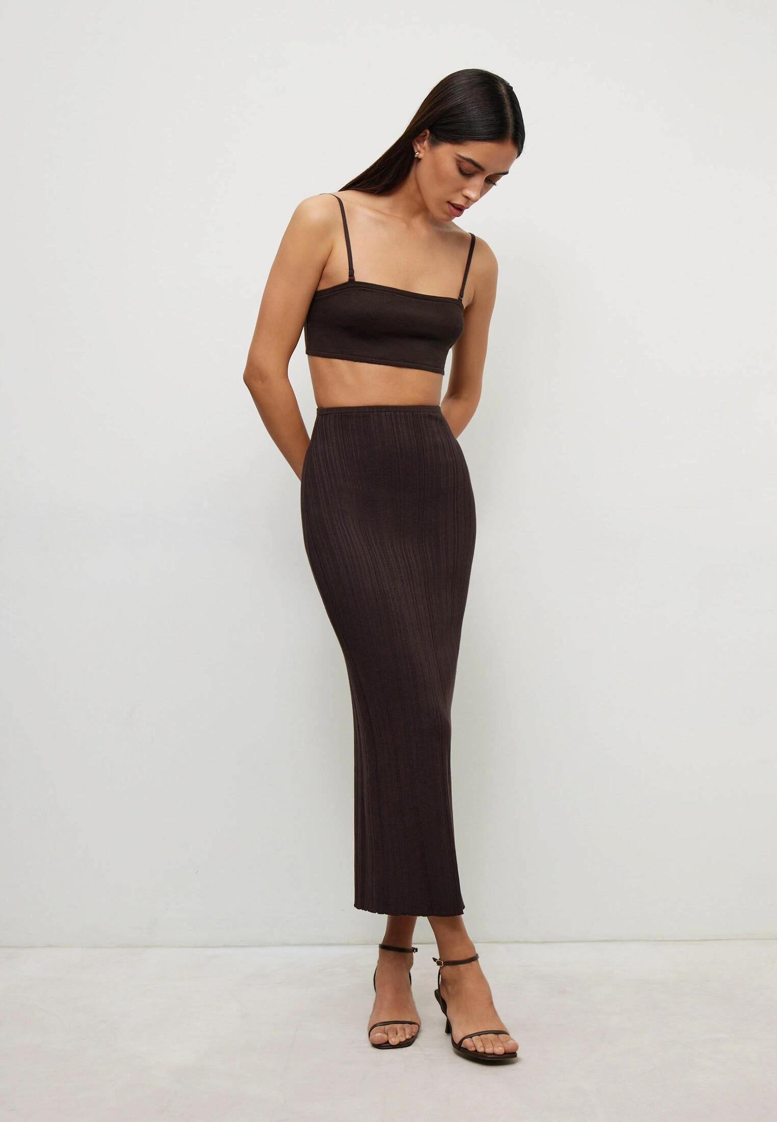 Elegante Geribde Maxi Rok