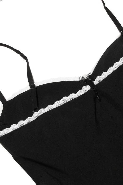 Corset Midi Jurk met Kant en Dunne Bandjes