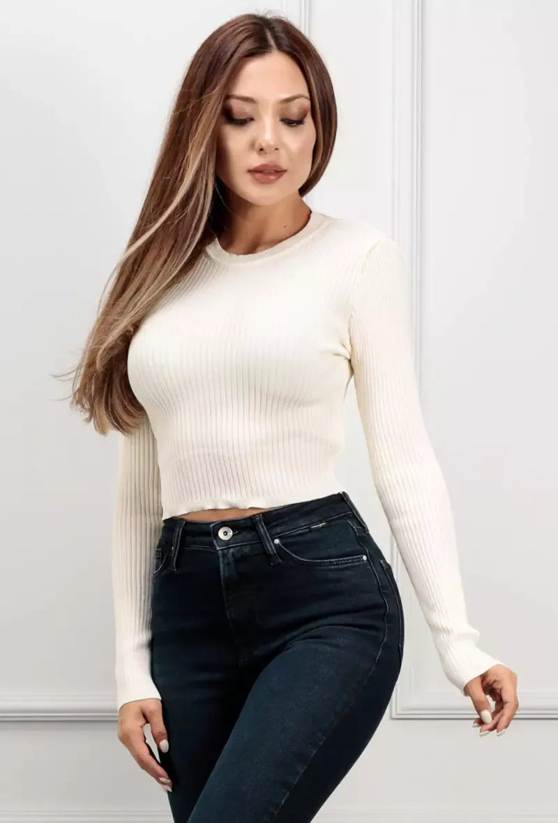 Geribbelde Cropped Trui