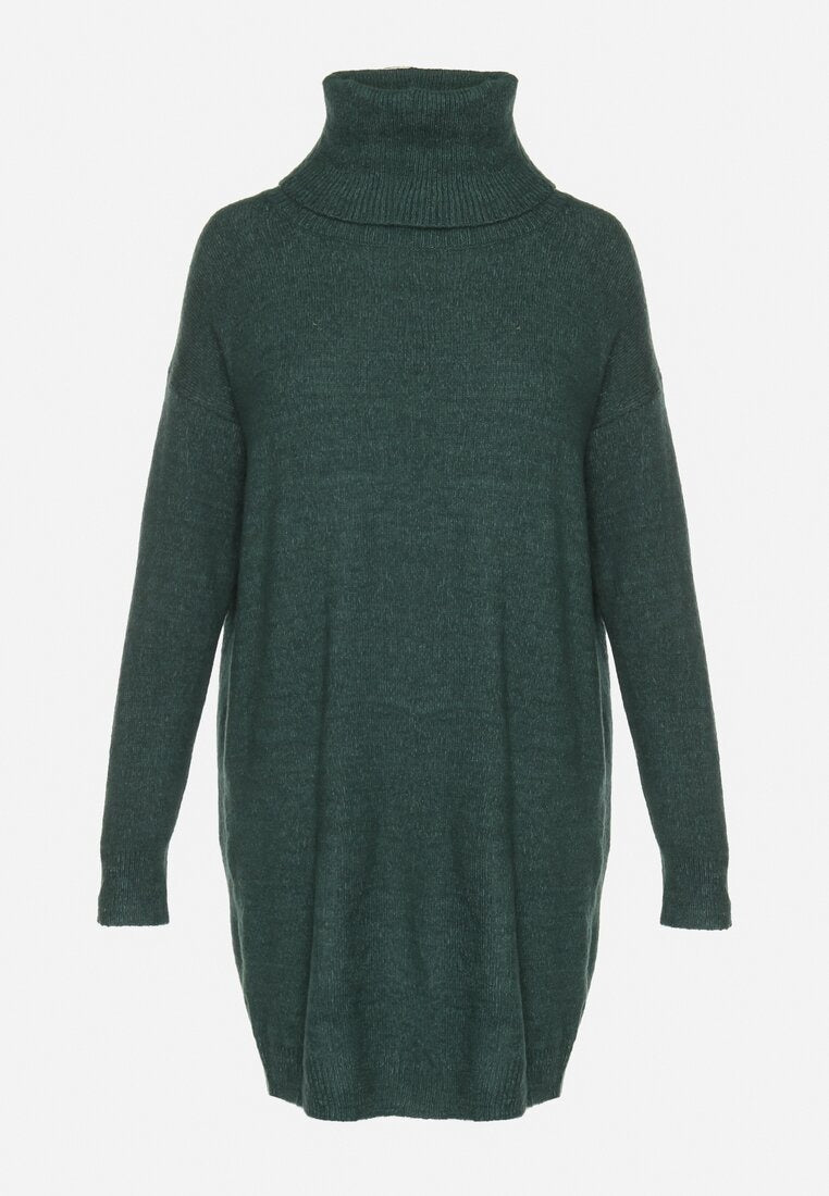 Gebreide Sweaterjurk met Hoge Hals