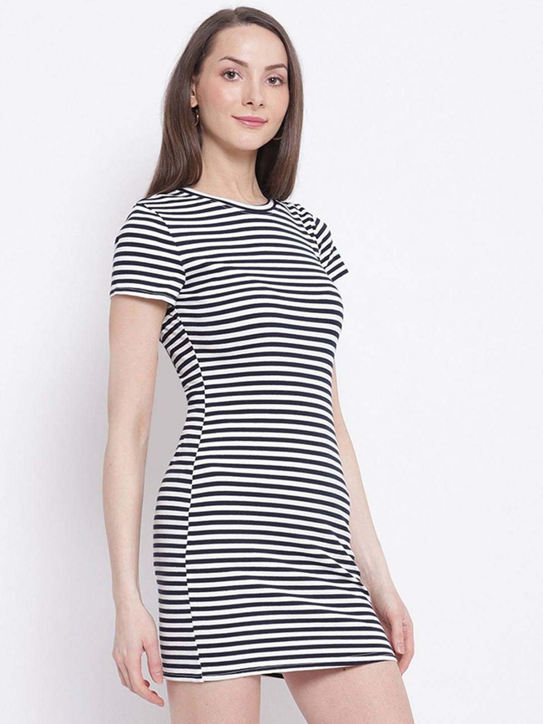 Gestreepte Mini Jurk met Korte Mouwen