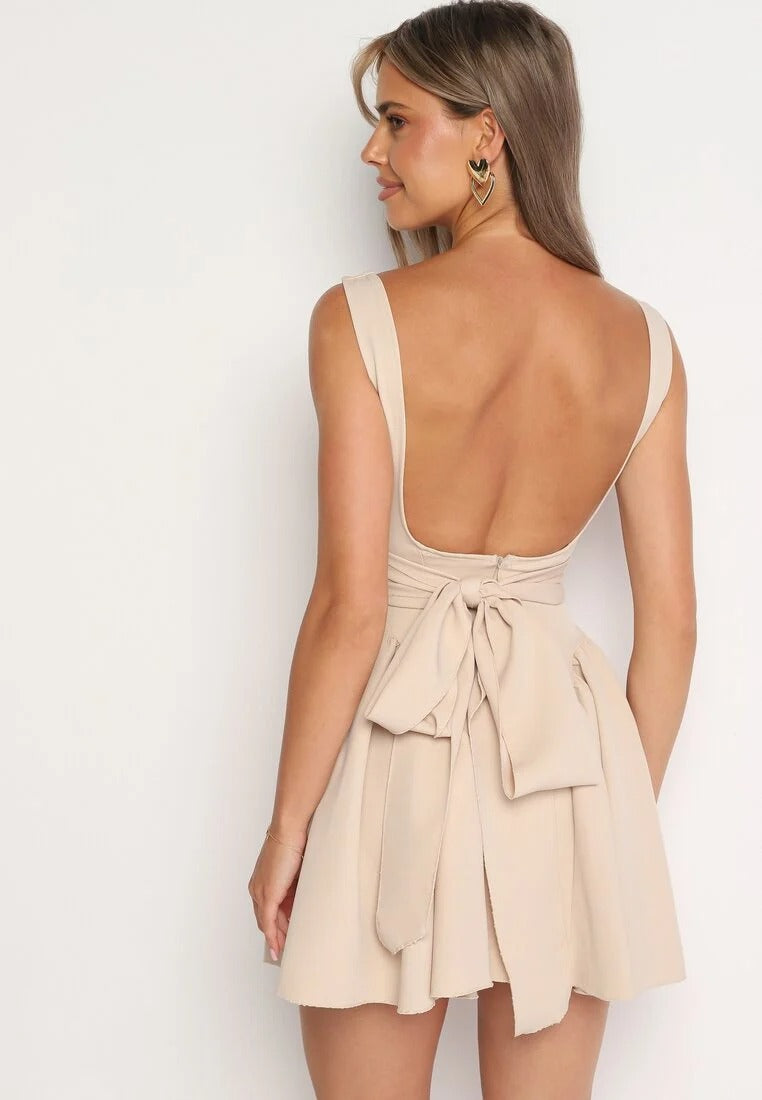 Mouwloze Mini Jurk met Vierkante Hals