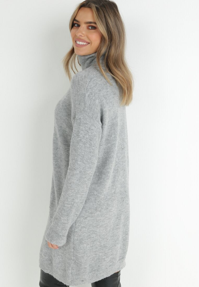 Gebreide Sweaterjurk met Hoge Hals