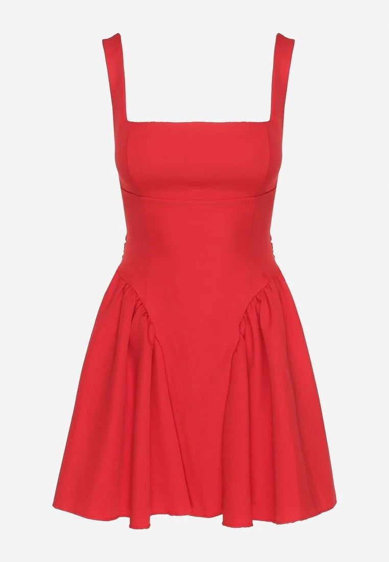 Mouwloze Mini Jurk met Vierkante Hals