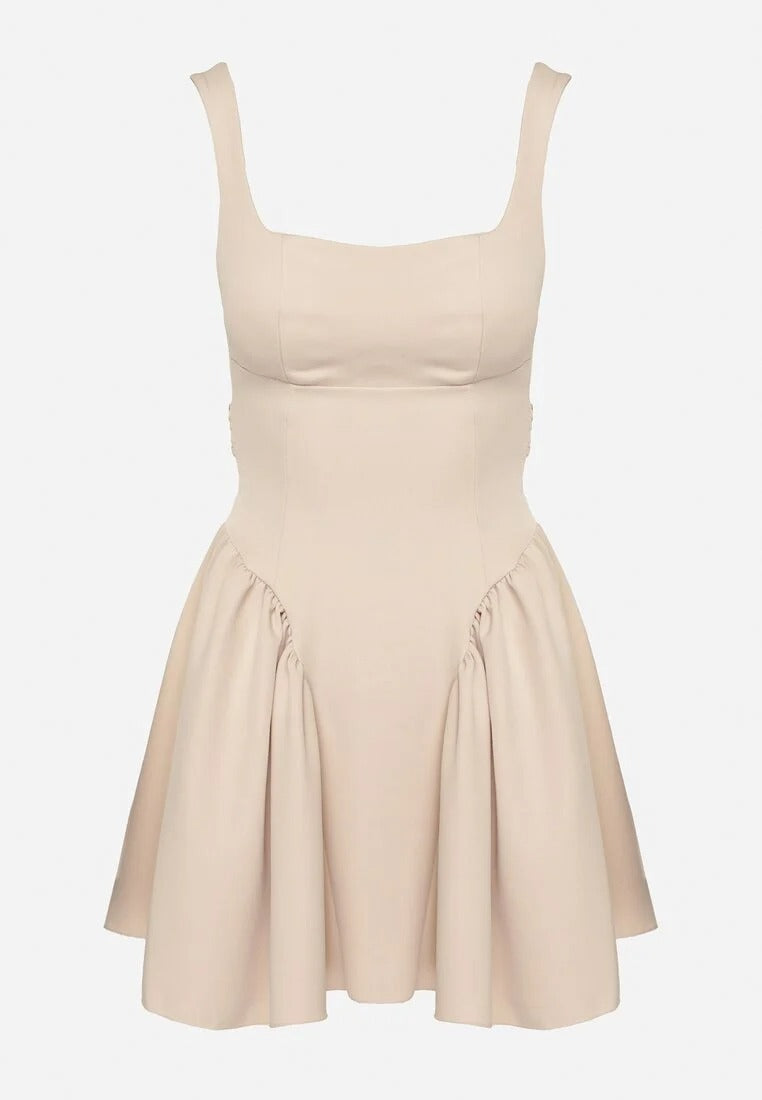 Mouwloze Mini Jurk met Vierkante Hals