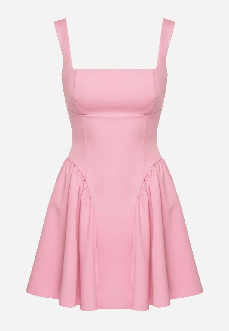 Mouwloze Mini Jurk met Vierkante Hals