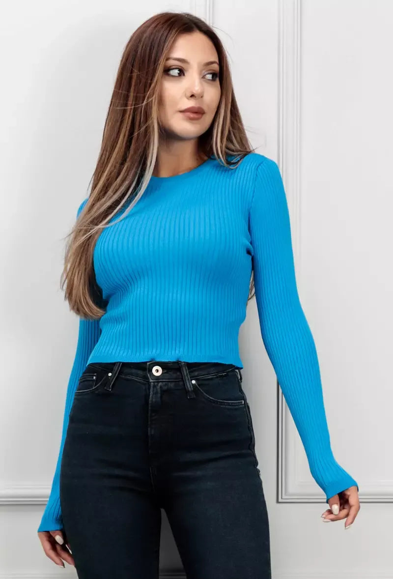 Geribbelde Cropped Trui