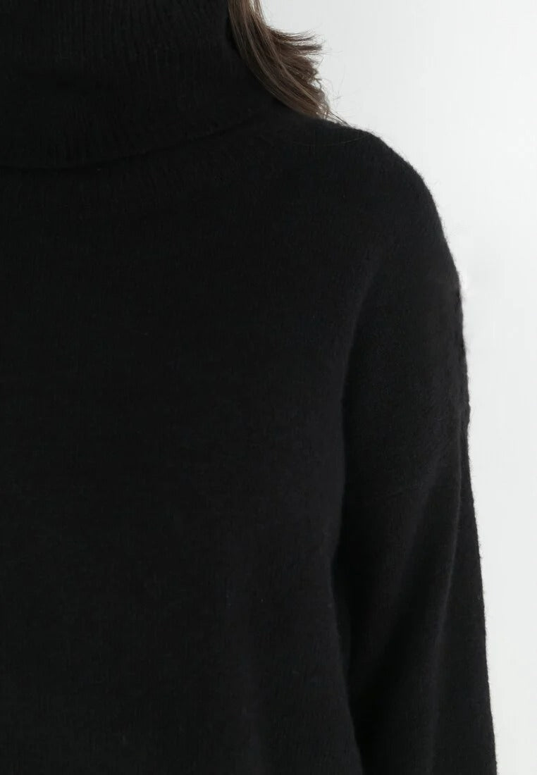 Gebreide Sweaterjurk met Hoge Hals