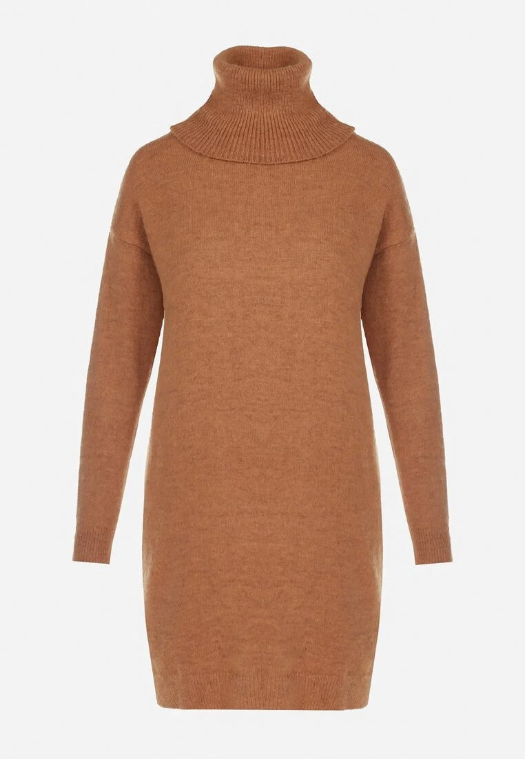 Gebreide Sweaterjurk met Hoge Hals