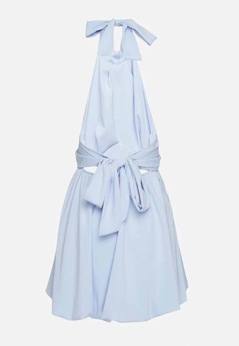 Mini Jurk met Halternek en Geplooide Rok