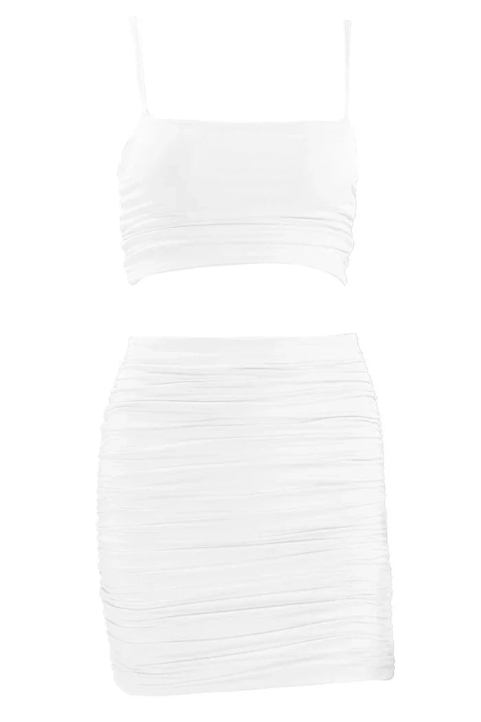 Spaghetti Bandjes Crop Top en Rok Set
