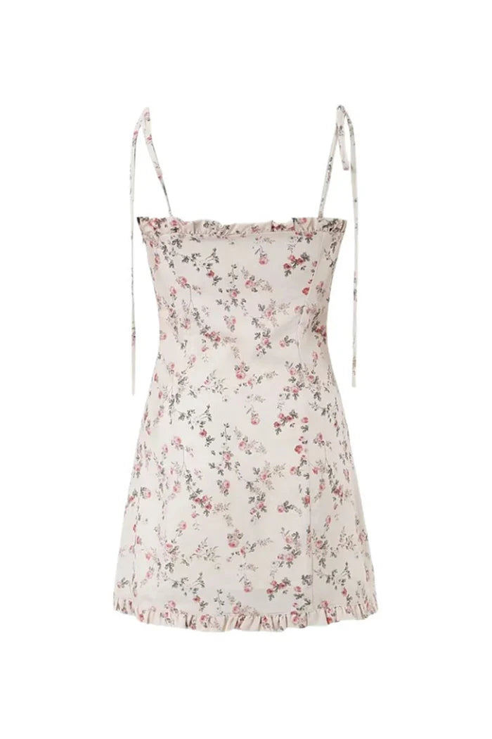 Crèmekleurige Mini Jurk met Bloemenprint