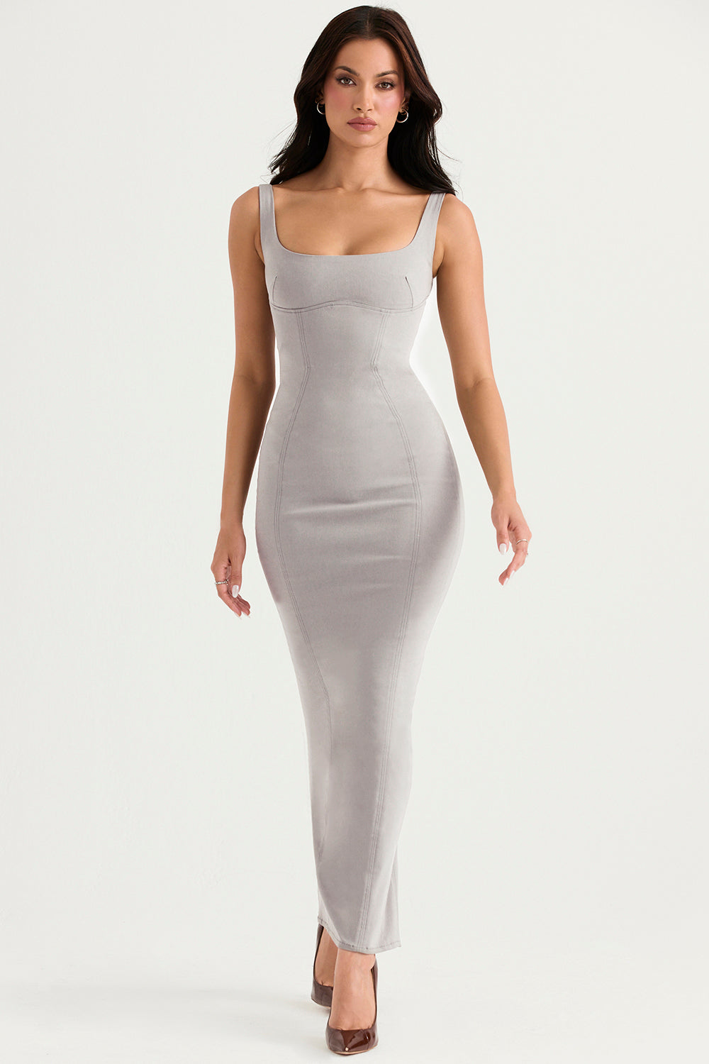 Smoke bodycon långklänning
