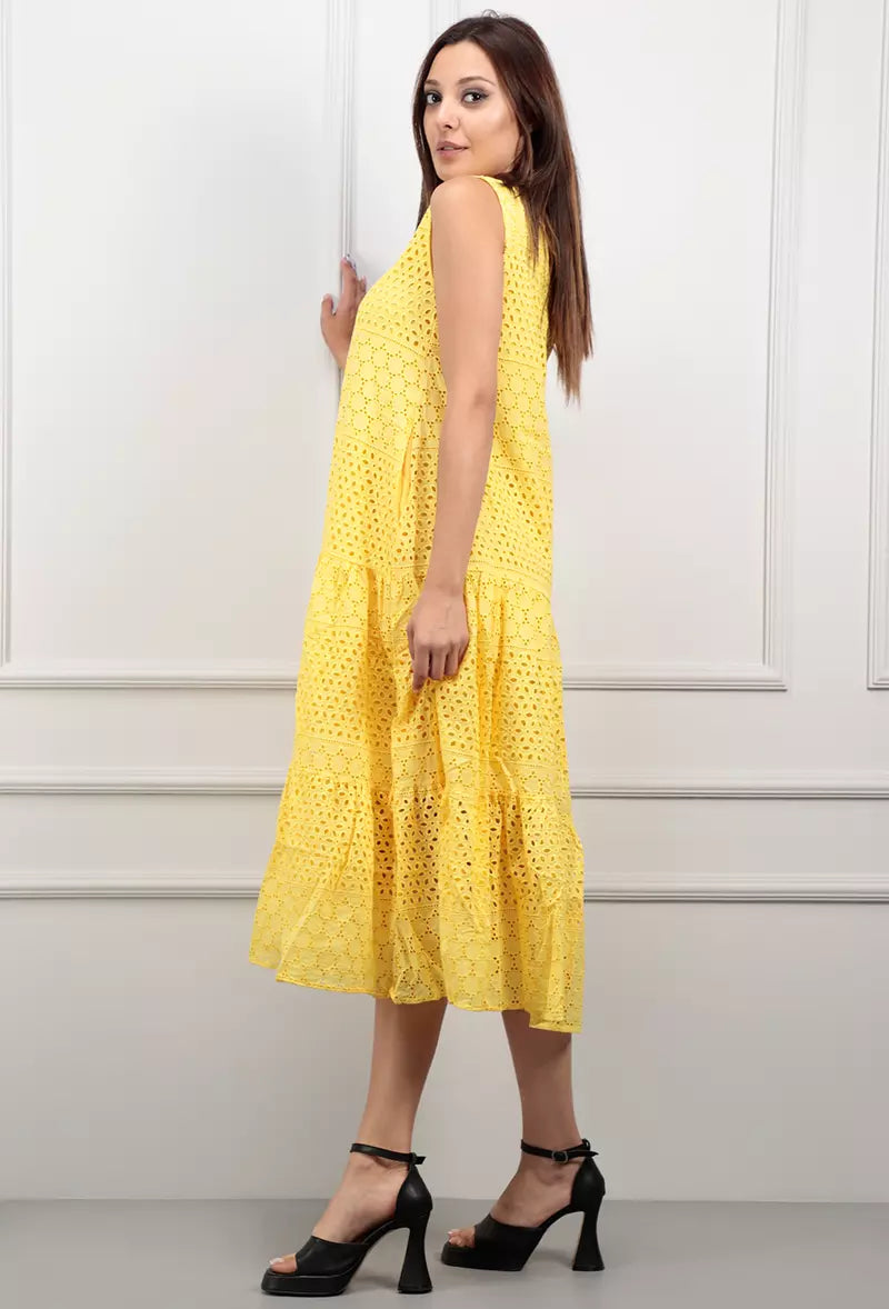 Zomerse Gele Broderie Jurk