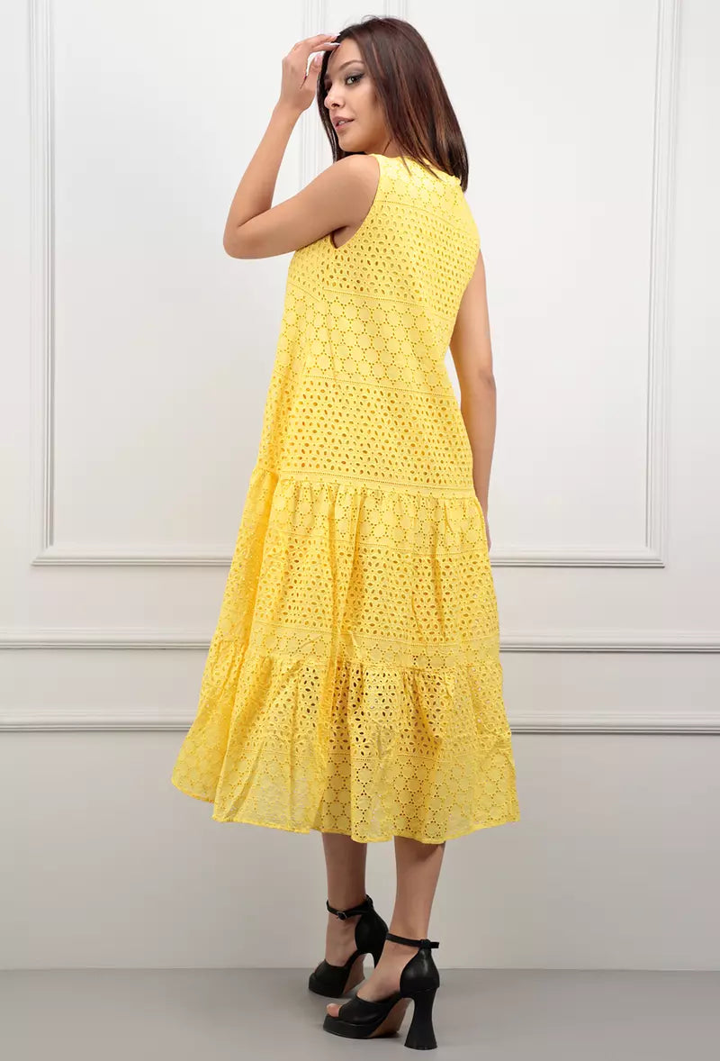 Zomerse Gele Broderie Jurk