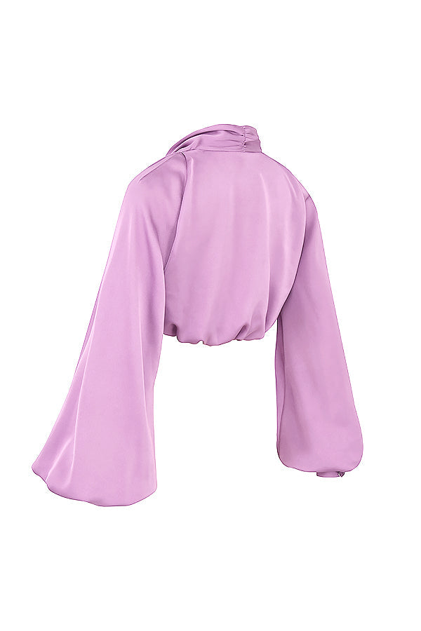 Utskärning blustop i satin och draperad kjol
