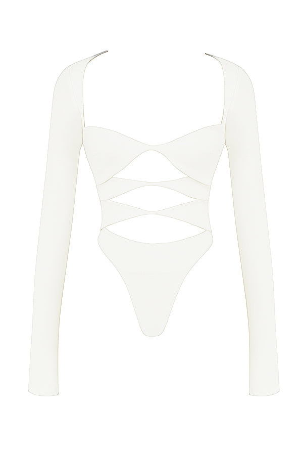Vit elegant body med utskärning