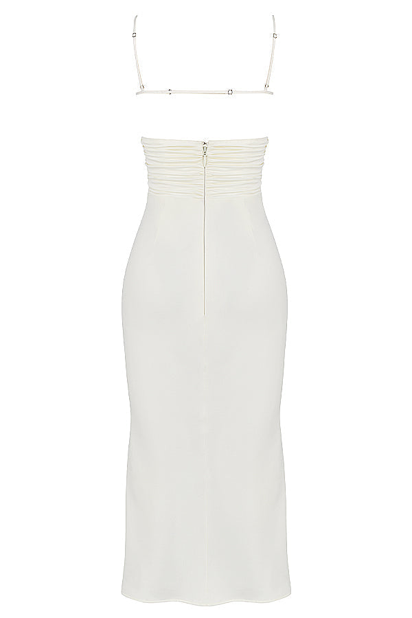 Elfenben satin korsett medium klänning