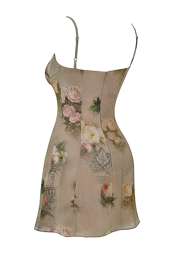 Blommig vintage miniklänning