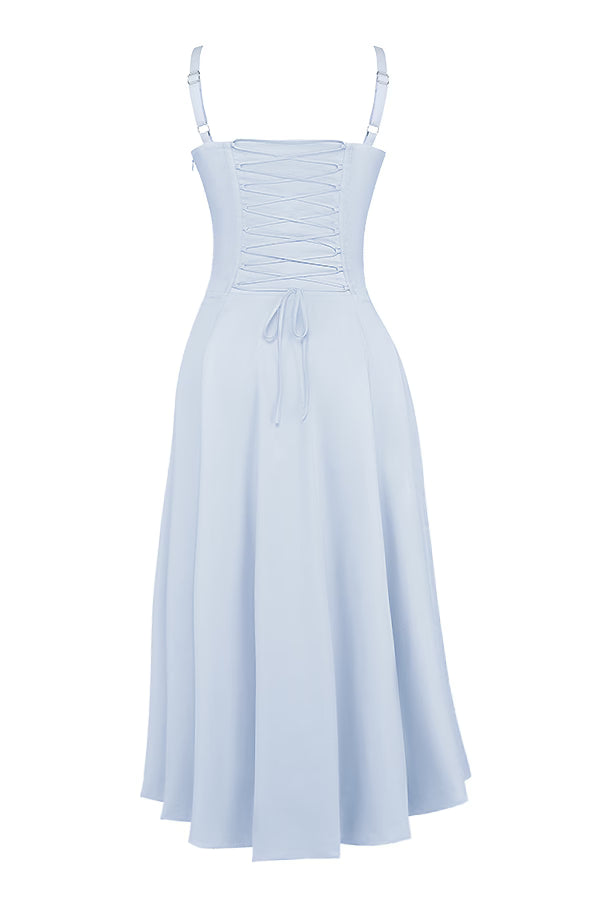 Lichtblauwe Corset Midi Jurk