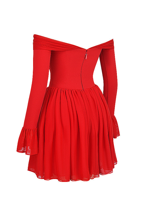 Off shoulder långärmad minidress