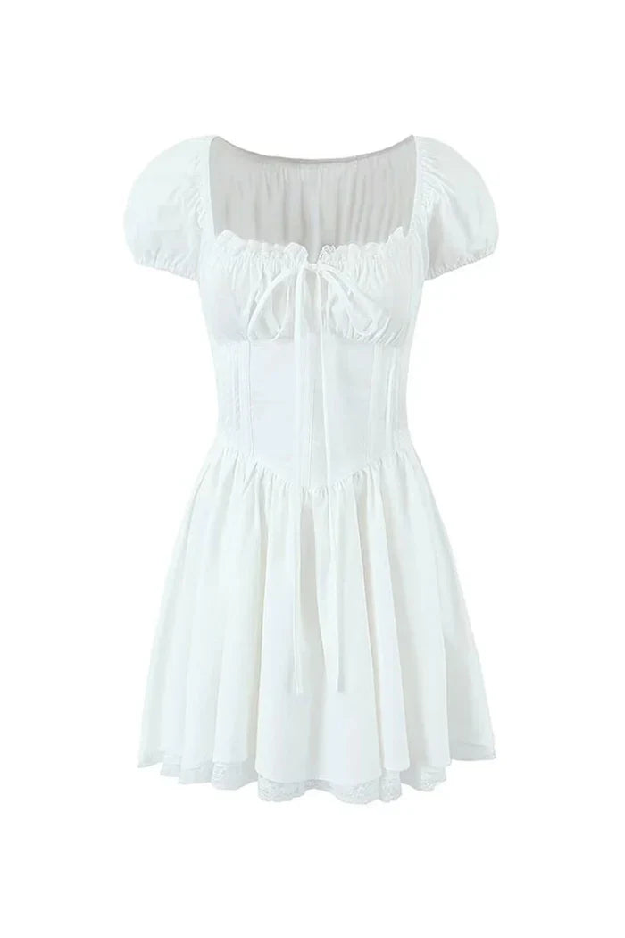 Witte Romantische Mini Jurk