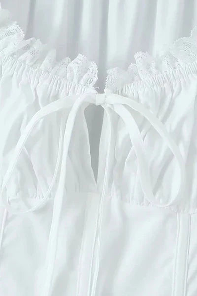Witte Romantische Mini Jurk