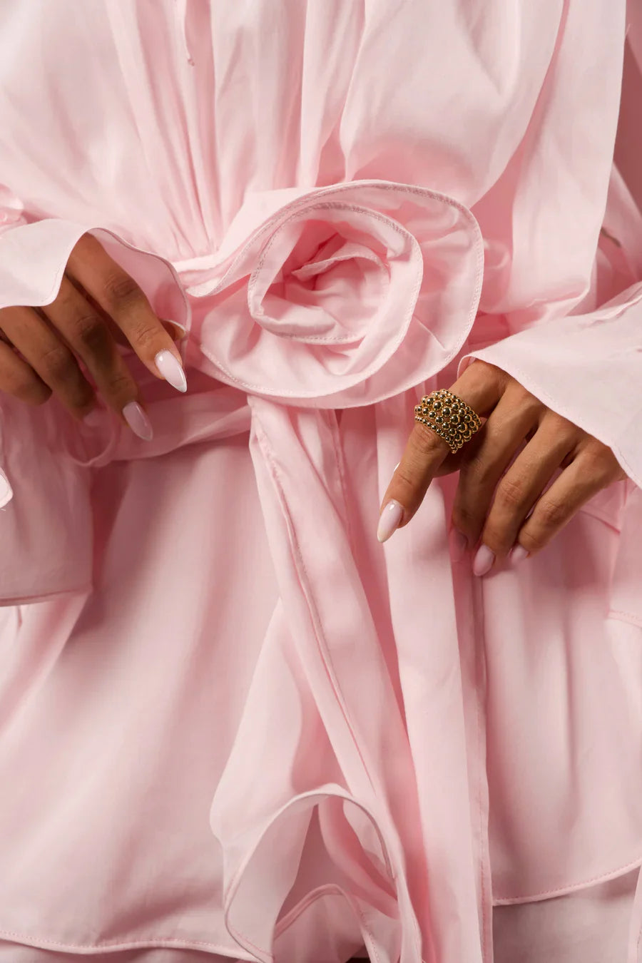 Roze Kimono Jurk met Bloemdetail