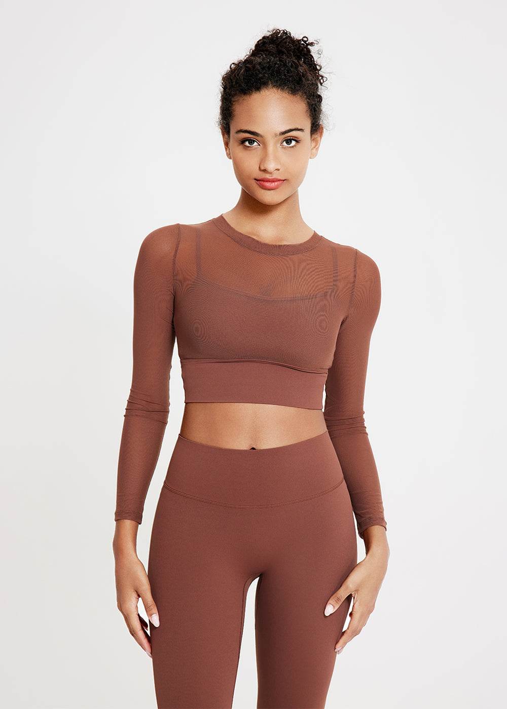 Mesh Crop Top met Lange Mouwen
