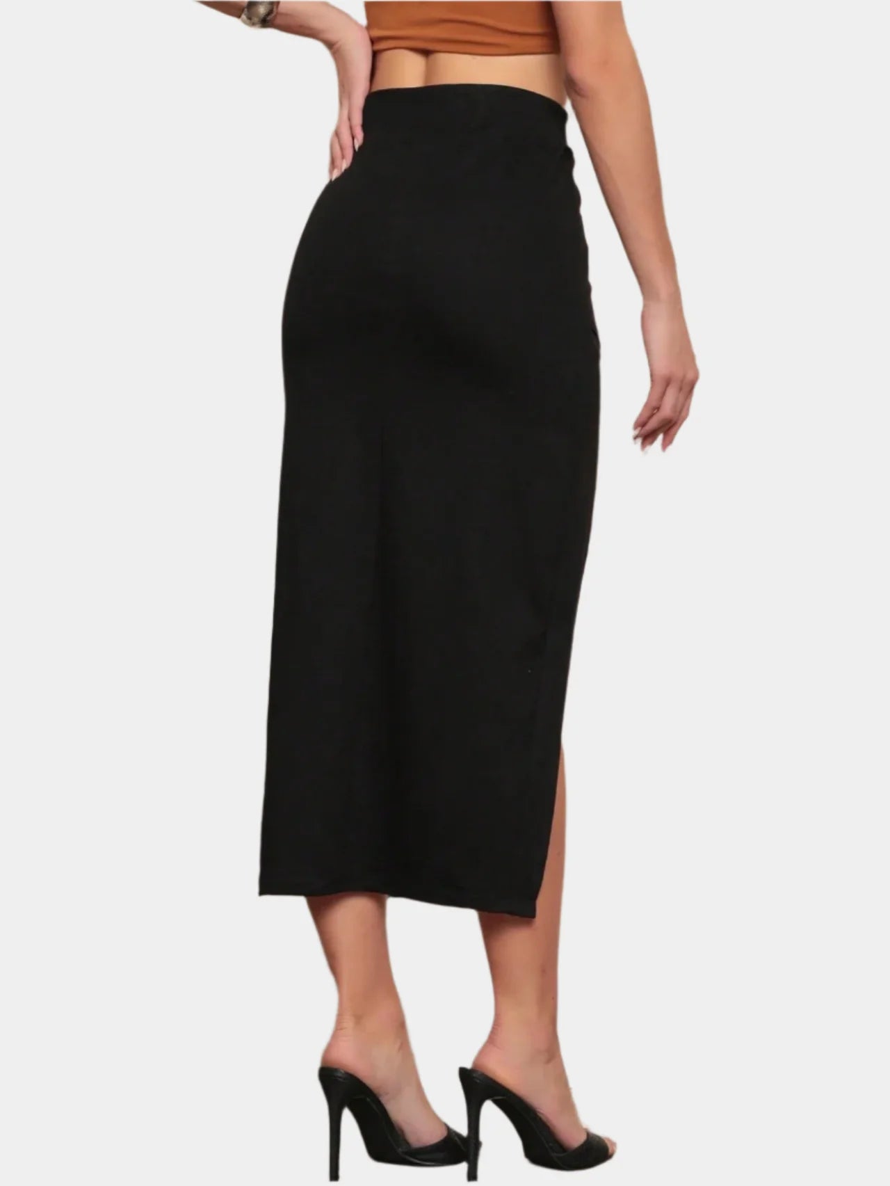 Zwarte Split Midi Rok