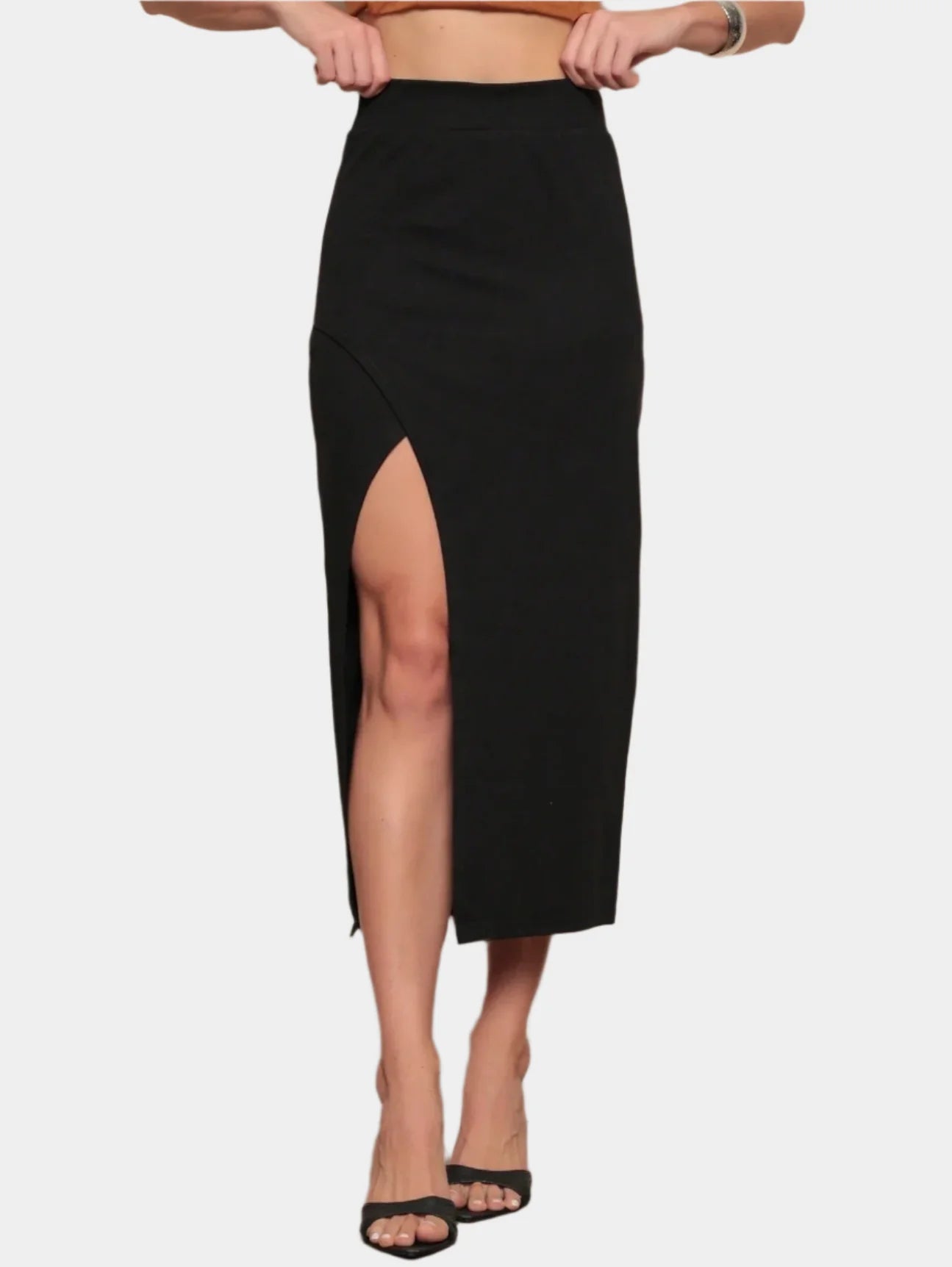 Zwarte Split Midi Rok