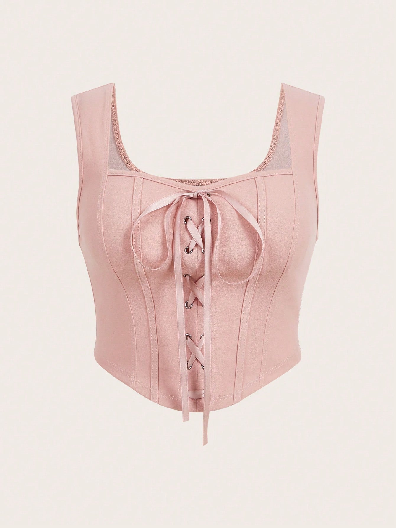 Lace-Up Top met Strakke Pasvorm