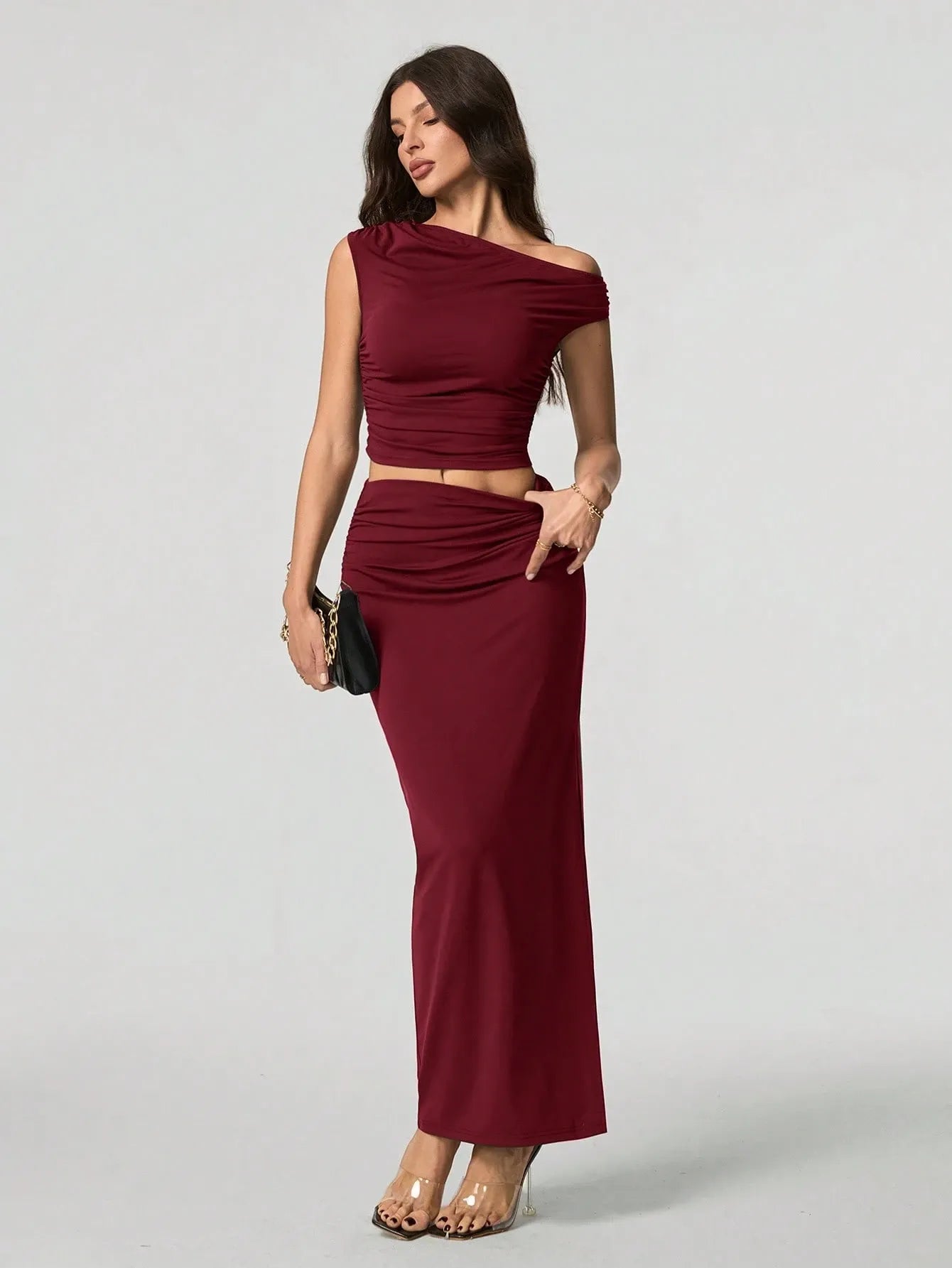 Off-Shoulder Twee-Delige Maxi Set
