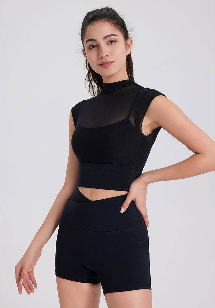 Mesh Crop Top met Kapmouwtjes