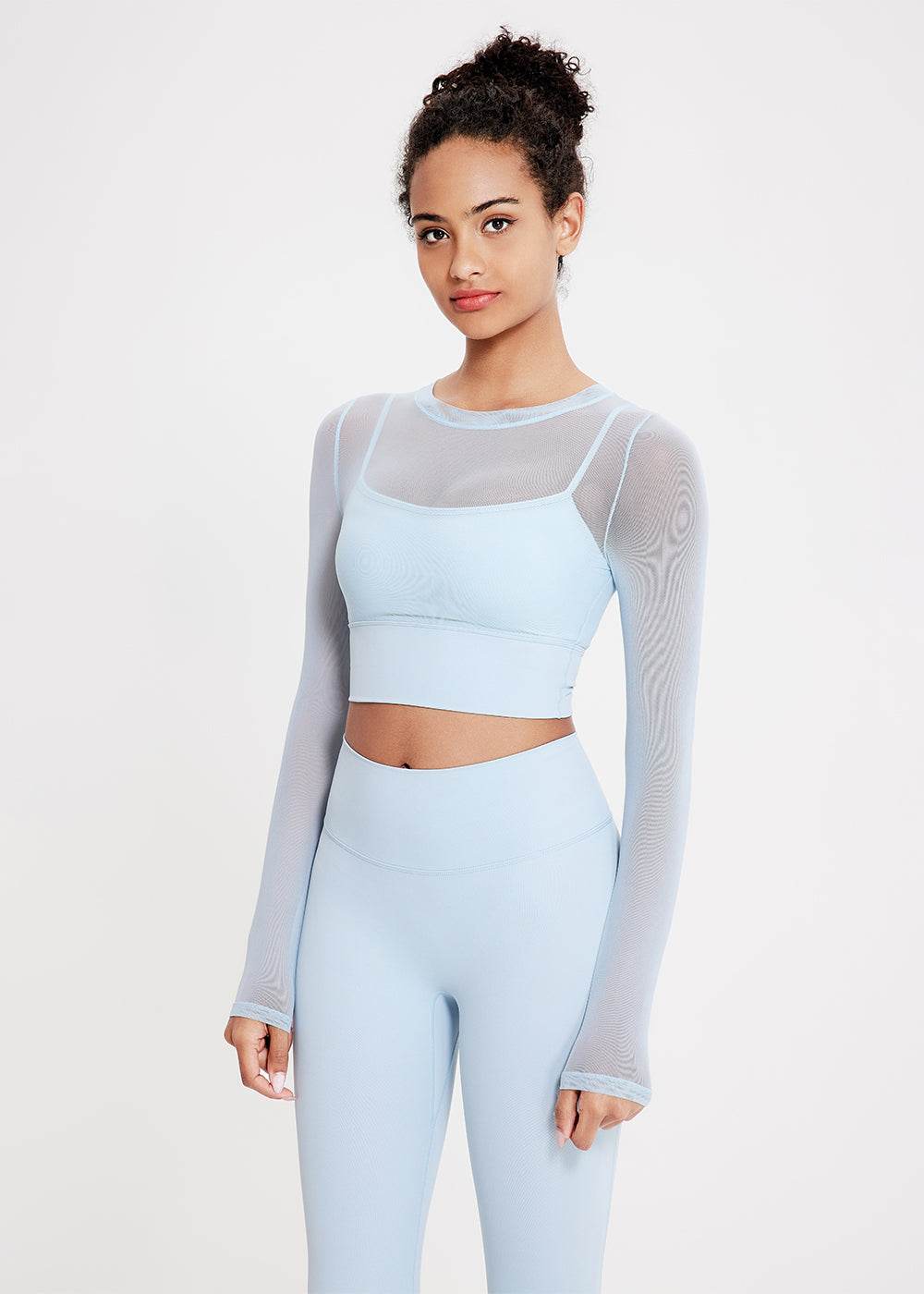 Mesh Crop Top met Lange Mouwen