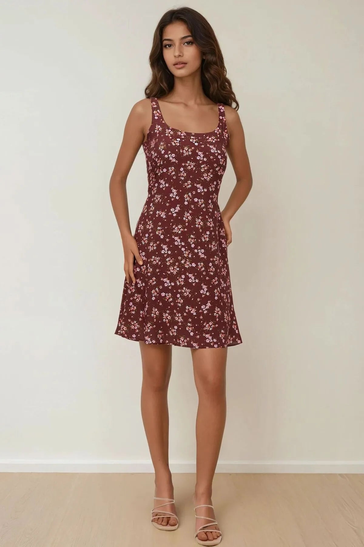 Bourgondische bloemen zomerjurk