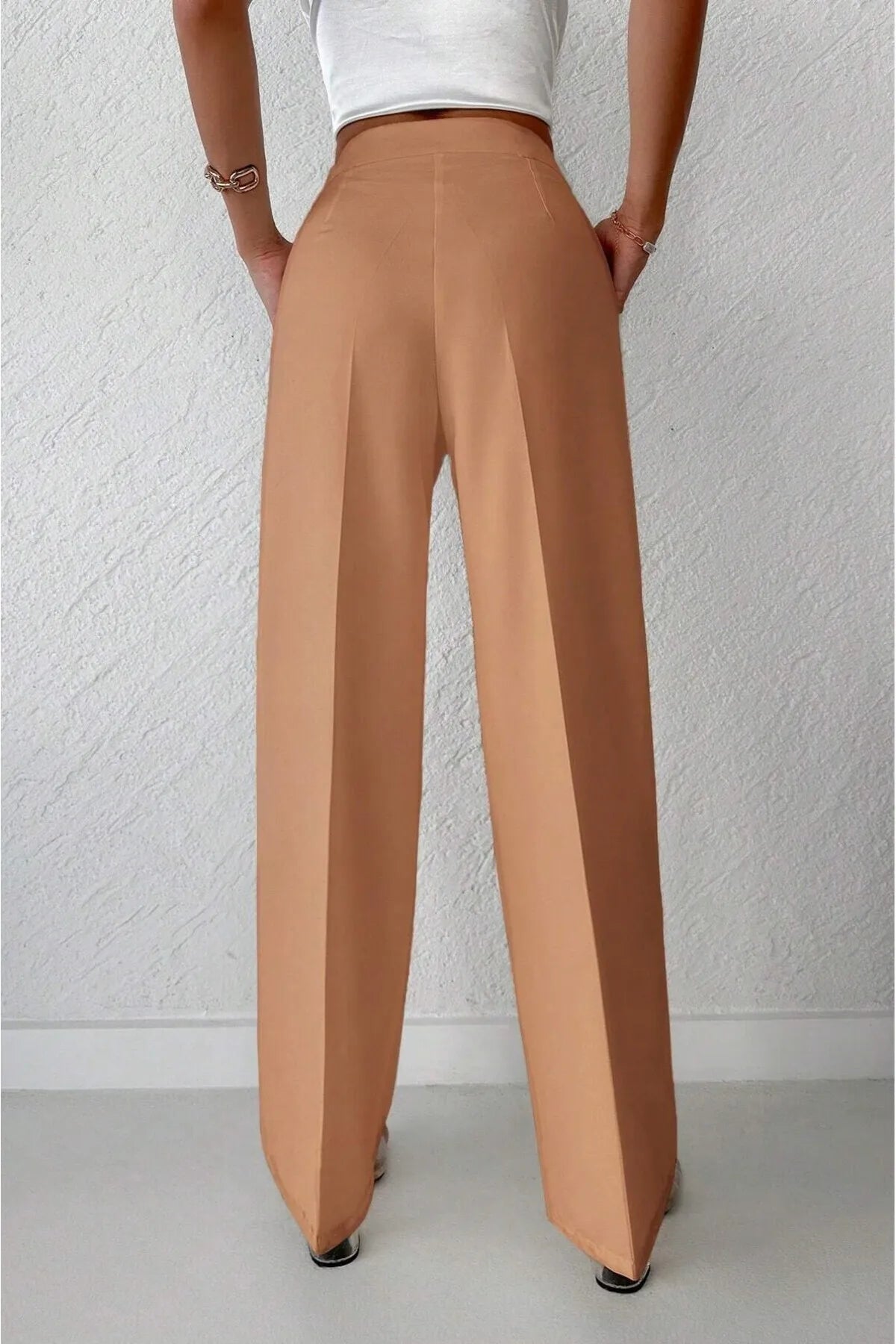 Beige wijde broek