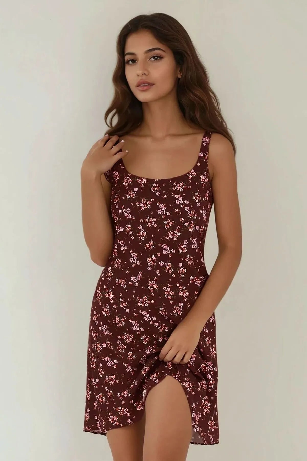Bourgondische bloemen zomerjurk