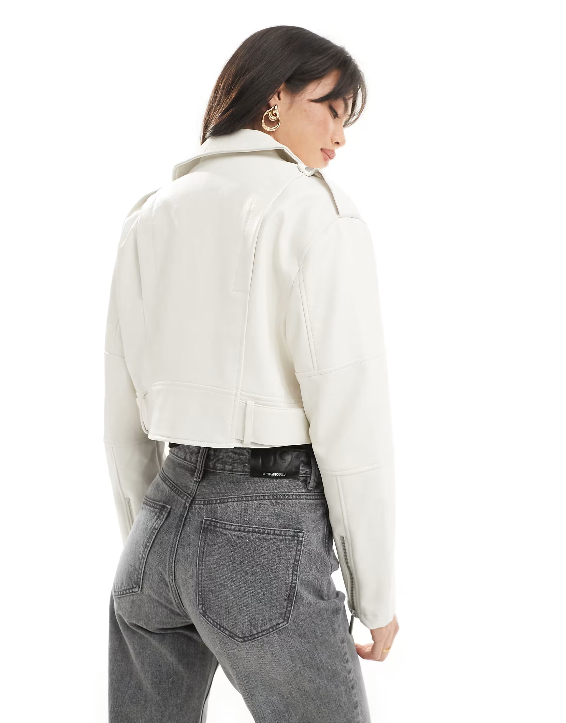 Cropped Bikerjack met Ritsdetails