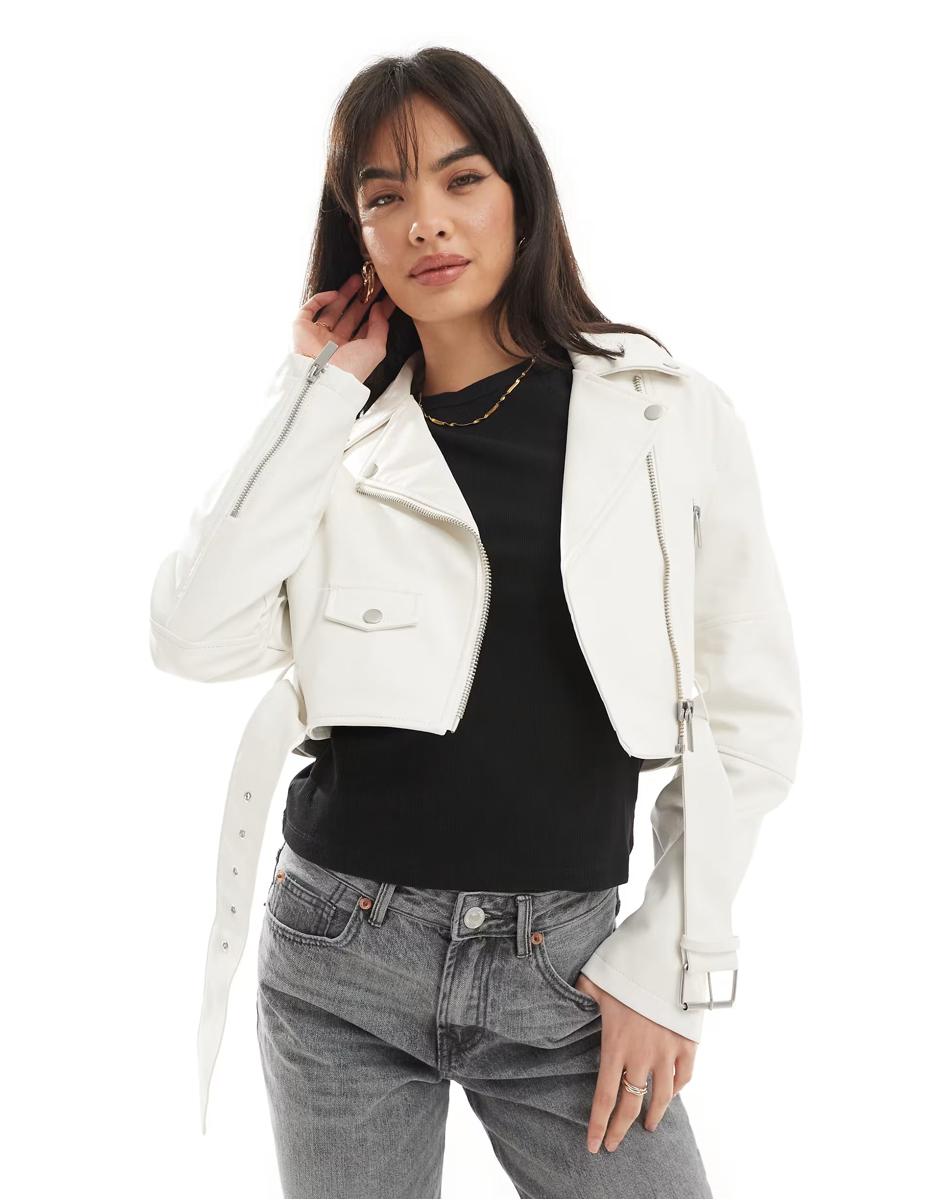 Cropped Bikerjack met Ritsdetails