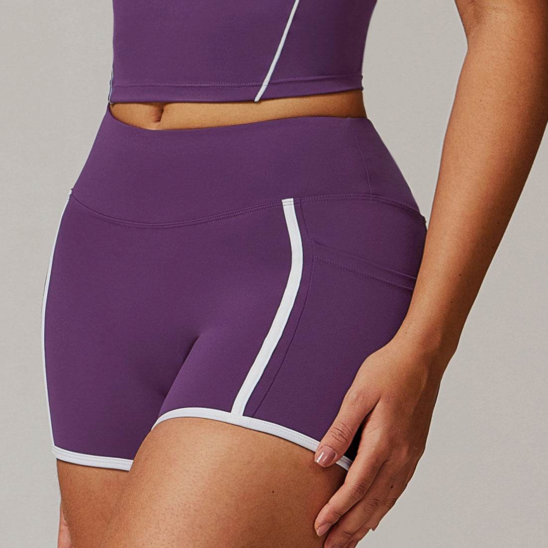 Sportieve High Waist Shorts met Contrasterende Details