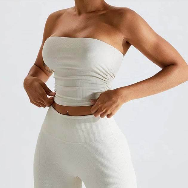 Geribbelde Bandeau Top