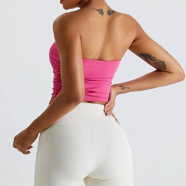 Geribbelde Bandeau Top