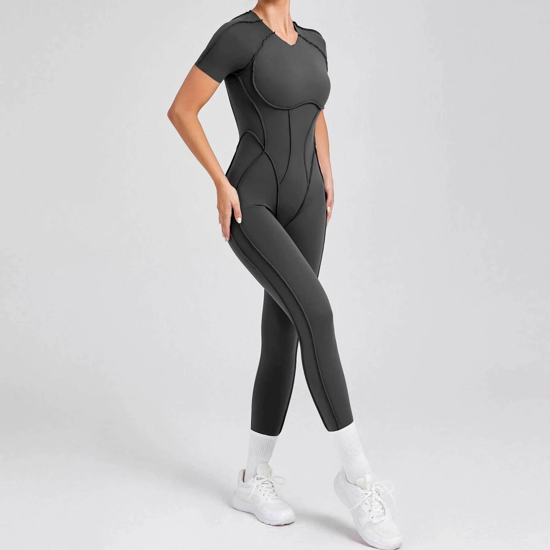 Sportieve Jumpsuit met Korte Mouwen