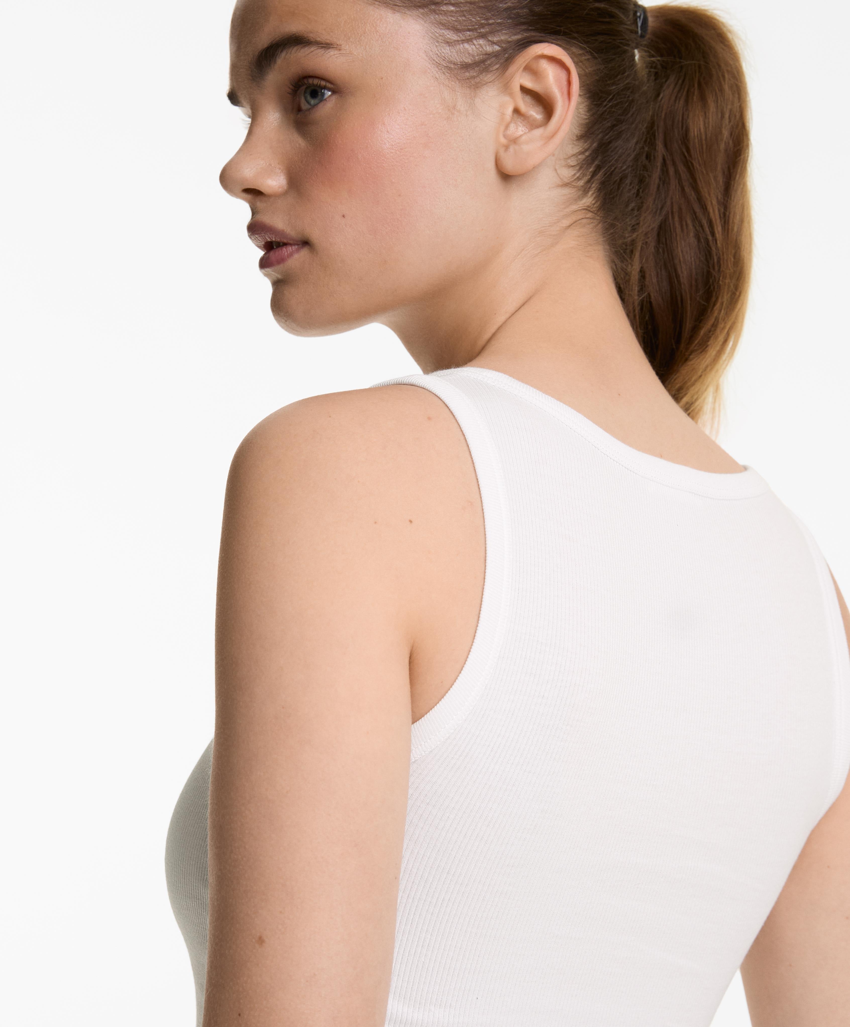 Geribde Henley Tanktop