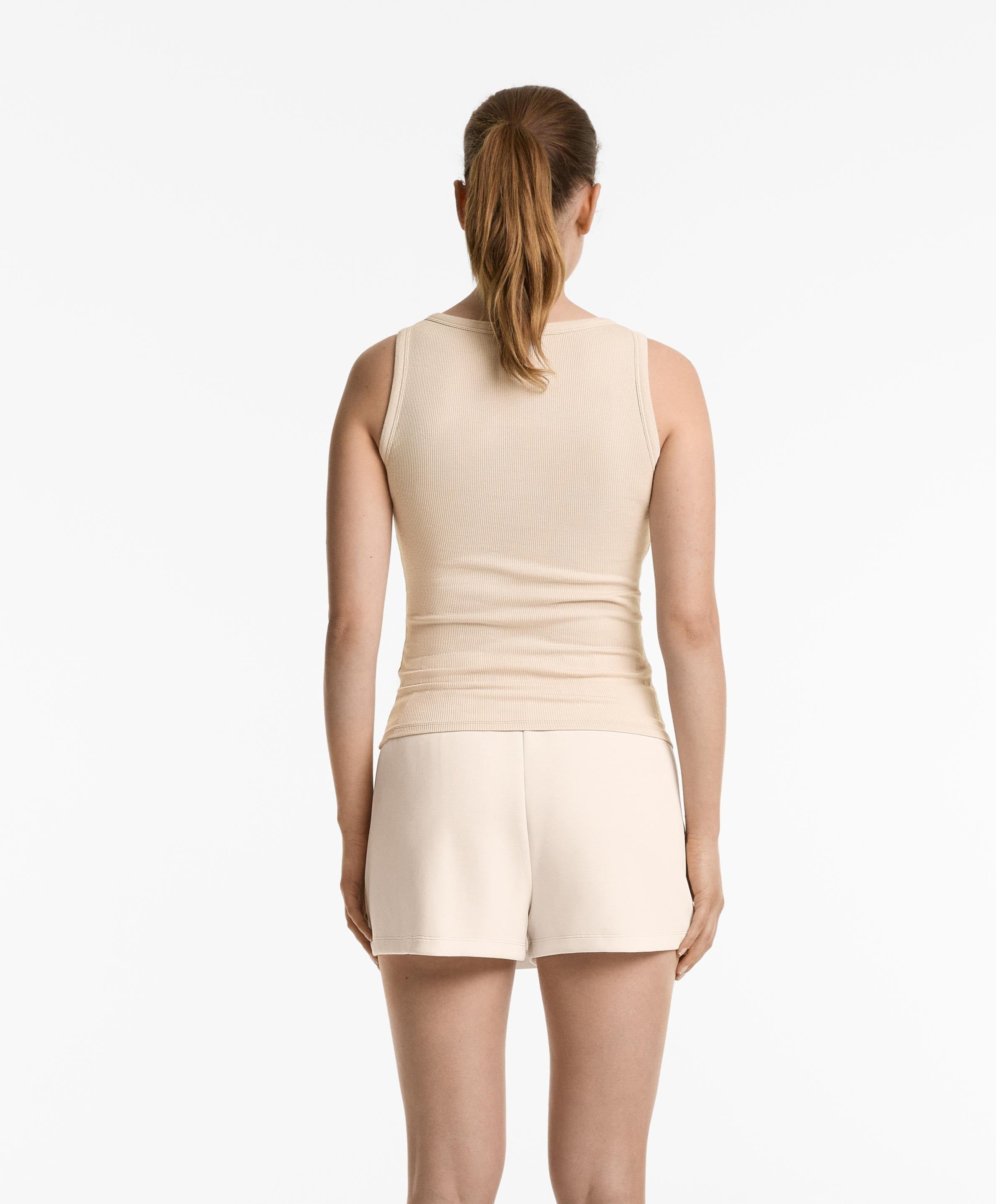 Geribde Henley Tanktop