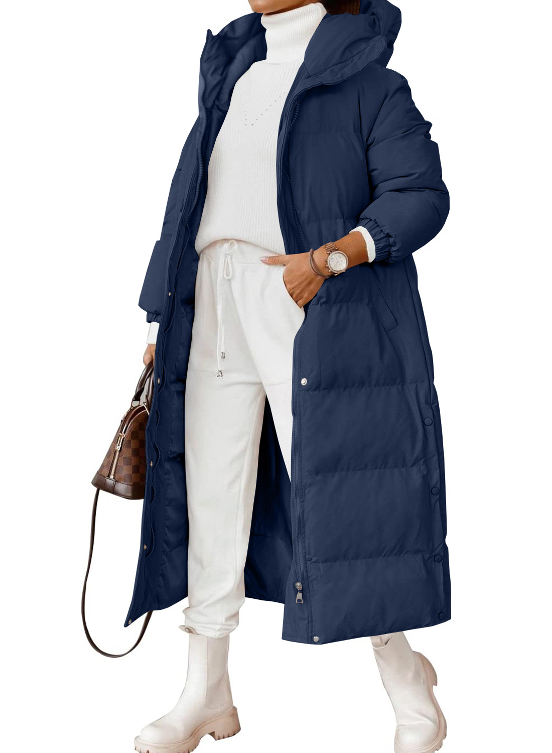Elegant lång bomullsvadderad